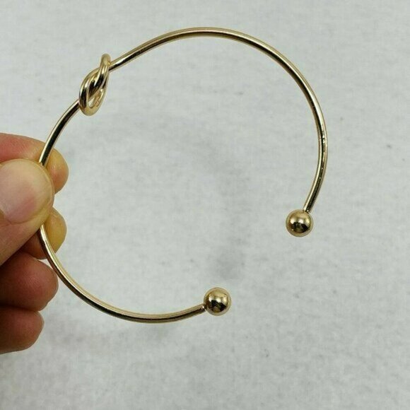 Women Girl Knot Bracelet Cuff 7” Bangle Gold Tone Modern Jewelry Open Design New - Picture 7 of 8